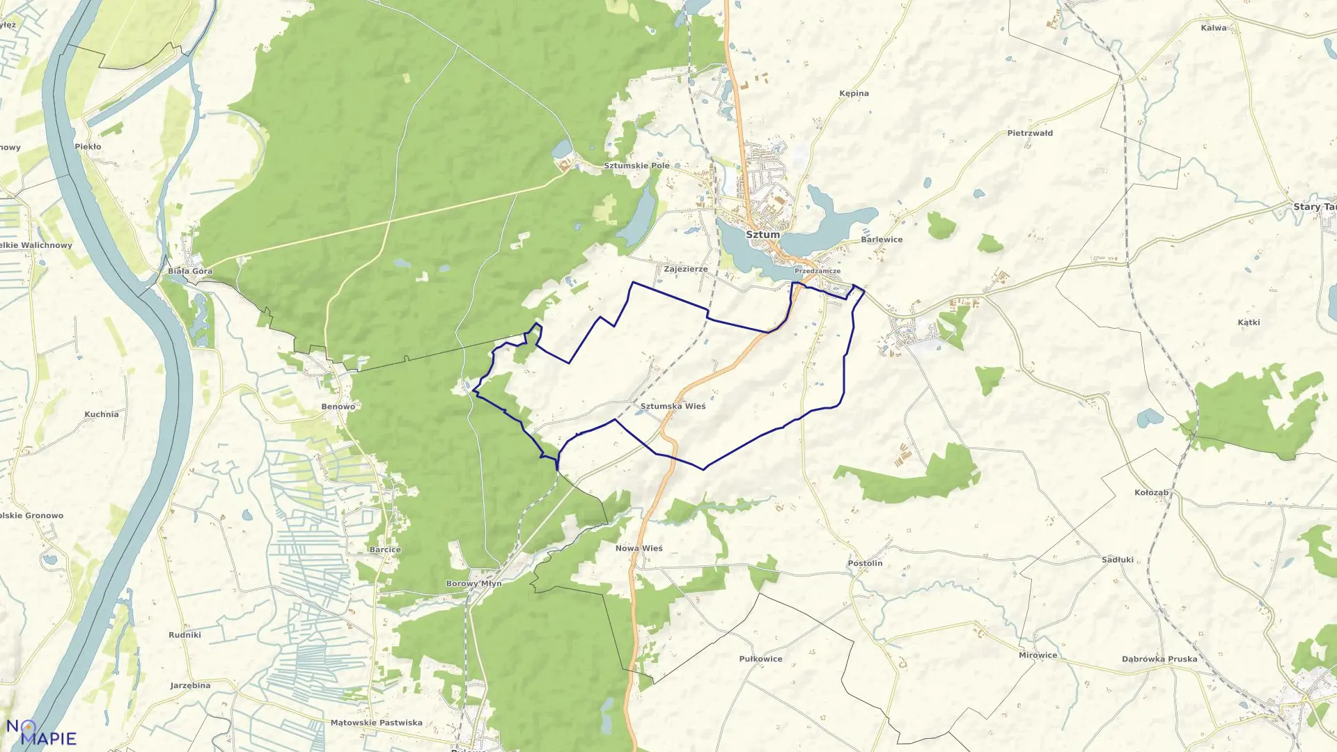 Mapa obrębu Sztumska Wieś w gminie Sztum